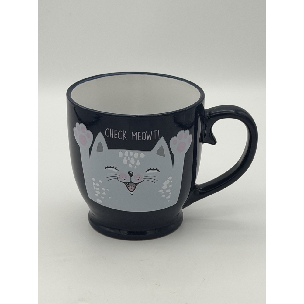 CHECK MEOWT Kitty Cat Coffee Tea Mug Funny Cute Ceramic Cup Gift for Cat Lovers